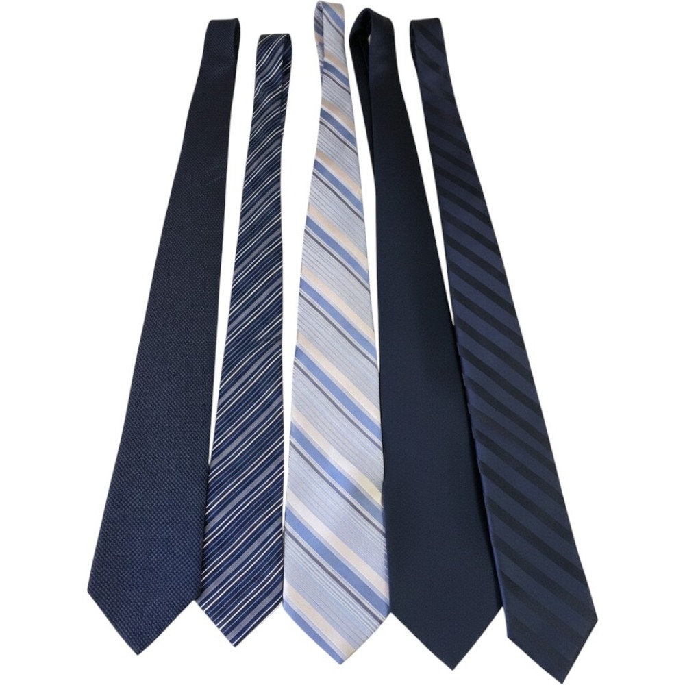 Mens Designer Tie Lot 5pc Tommy Hilfiger Haggar Zylos Blue Navy Striped Silk Tie